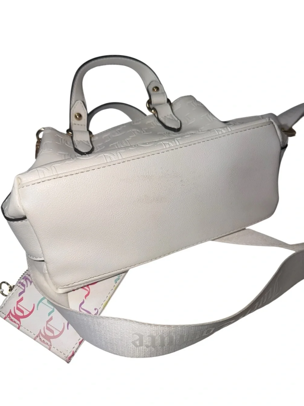 Juicy Couture White Embossed Satchel with Removable Logo Pouch